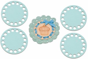 Kolorowe bazy do szydełkowania, odcień miętowy baza 10 cm, podkładka pod kubek, filiżankę, szklankę - zestaw 4 sztuki.      