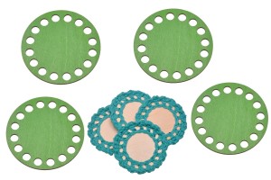 Kolorowe bazy do szydełkowania, odcień zielony baza 10 cm, podkładka pod kubek, filiżankę, szklankę - zestaw 4 sztuki.       