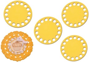 Kolorowe bazy do szydełkowania, odcień żółty baza 10 cm, podkładka pod kubek, filiżankę, szklankę - zestaw 4 sztuki.        