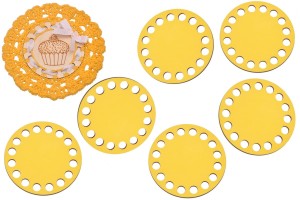 Kolorowe bazy do szydełkowania, odcień żółty baza 10 cm, podkładka pod kubek, filiżankę, szklankę - zestaw 6 sztuk.    