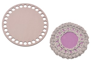 Baza w odcieniu cappuccino do koszyka, makrama kolorowa baza ze sklejki.  