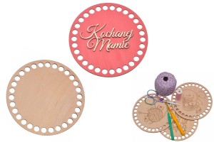 Bazy do szydełkowania, koralowa baza dekor napis Kochanej Mamie baza ze sklejki góra + dół, makrama.      