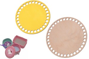 Bazy do szydełkowania żółta baza góra 15 cm + dół naturalny kolor 17 cm, makrama.  