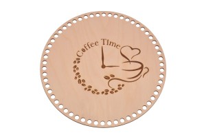 Baza taca z grawerem  na kawę do szydełkowania, baza średnica 30 cm, makrama.    