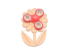 Dekor kwiatuszek i czerwony spinner do tablicy manipulacyjnej.    