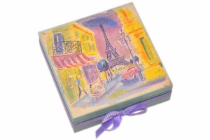 Kolorowe pudełko, pudełko decoupage na prezent na Dzień Nauczyciela.