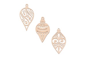 Ażurowe podłużne bombki na choinkę - 3 sztuki