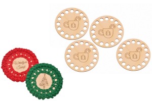 Bazy świąteczne do szydełkowania grawer baza 10 cm - podkładka pod kubek, filiżankę, szklankę - zestaw 4 sztuki.
