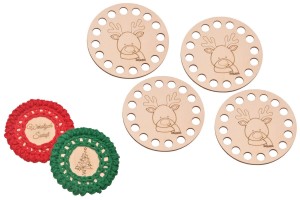 Bazy świąteczne do szydełkowania grawer baza 10 cm - podkładka pod kubek, filiżankę, szklankę - zestaw 4 sztuki. 