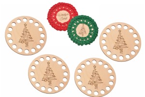 Bazy świąteczne do szydełkowania grawer baza 10 cm - podkładka pod kubek, filiżankę, szklankę - zestaw 4 sztuki.  