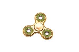 Złoty spinner kolor metalic zielone detale fidget spinner.    