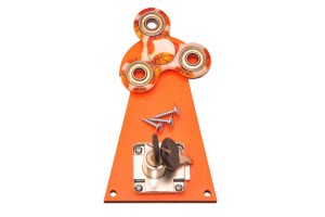 Pomarańczowy wiatrak + spinner z kluczem tablica manipulacyjna.  