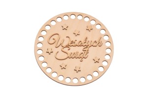 Baza do szydełkowania baza ze sklejki - napis Wesołych Świąt - baza 15 cm do koszyka, makrama.           