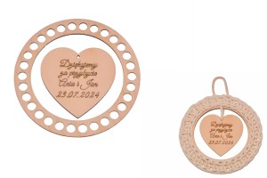 Ozdobna zawieszka - podziękowanie dla gości do szydełkowania baza 15 cm. 