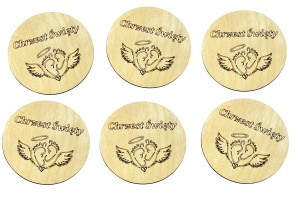 Chrzest Święty, grawerowane podstawki 10 cm pod filiżankę - zestaw 6 sztuk.   