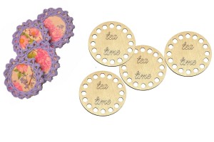 Bazy do szydełkowania grawer baza 10 cm - podkładka pod kubek, filiżankę, szklankę - zestaw 4 sztuki.  