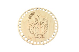 Baza do szydełkowania taca 20 cm z kurką, taca na pisanki ze sklejki.    