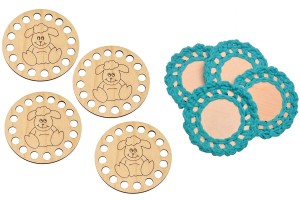 Bazy do szydełkowania wesoły baranek baza 10 cm - podkładka pod filiżankę kubek - zestaw 4 sztuki.    