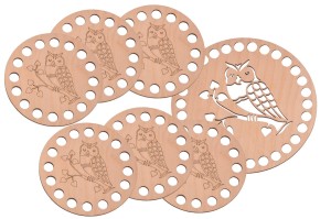 Bazy do szydełkowania taca ażurowa sowa + 6 podkładek z grawerem sowa.