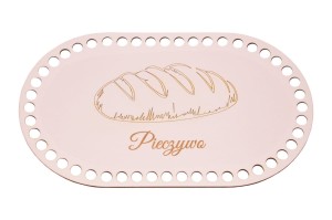 Biała baza owal do szydełkowania, baza płyta HDF z grawerem - Pieczywo - 28 cm/ 16 cm.   