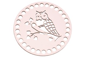 Okrągła baza ażurowa sowa, biała baza z płyty HDF do szydełkowania. 