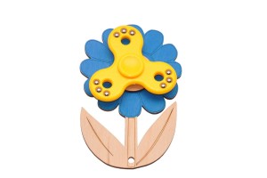 Dekor niebieski kwiatuszek i żółty spinner do tablicy manipulacyjnej.     