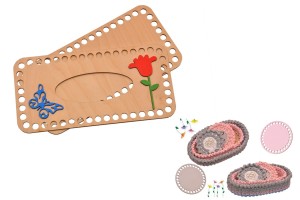 Bazy do chustecznika z kolorowymi dekorami bazy prostokąt  26 cm x 13 cm, bazy ze sklejki.  