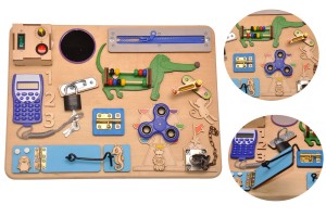 Tablica manipulacyjna, tablica Montessori - tablica z elementami manipulacyjnymi na prezent. 