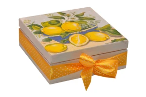 Cytrynowe pudełko DECOUPAGE na prezent, pudełeczko dla Mamy :)