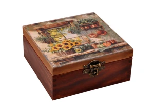 Pudełko DECOUPAGE na prezent, pudełeczko wzór sielski.