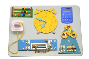 Kolorowa tablica manipulacyjna, tablica Montessori - tablica manipulacyjna z elementami manipulacyjnymi na prezent.