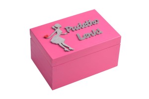 Kuferek róż personalizacja imię dekor dziewczynka.