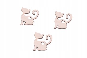 Kot z serduszkiem komplet 3 szt dekor ze sklejki do zdobienia.