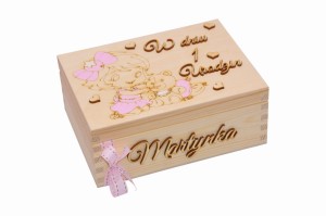 Malowany ręcznie kuferek grawer roczek - hand made.