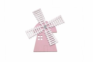 Różowy wiatrak do tablicy sensorycznej manipulacyjnej.
