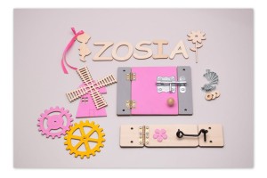 Róż zestaw do tablicy sensorycznej, manipulacyjnej dla dziewczynki.