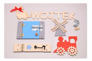 Zestaw do tablicy sensorycznej, manipulacyjnej dla chłopca kolory.