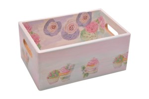 Skrzynka  decoupage do kuchni z uchwytami na prezent.