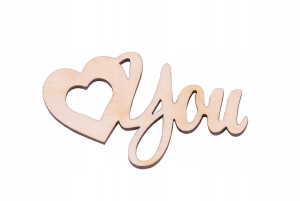 Serce napis eko dekor ze sklejki - element do zdobienia.