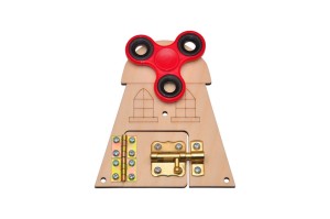 Wiatrak z zasuwką z czerwonym spinnerem do tablicy manipulacyjnej.  