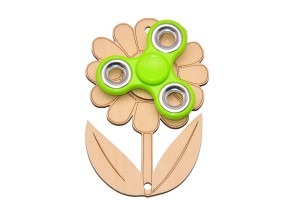 Dekor kwiatuszek i zielony spinner do tablicy manipulacyjnej.  