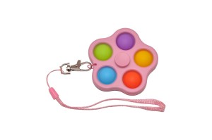 Kolorowy  spinner i bubble push ze smyczą - zabawka antystresowa.
