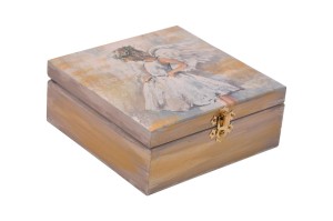 Pudełko decoupage z aniołkiem prezent na chrzest, komunię.