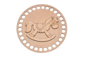 Baza do szydełkowania baza ze sklejki - dekor konik na biegunach 15 cm do koszyka, makrama.  