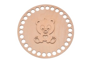 Baza do szydełkowania baza ze sklejki - dekor miś 15 cm do koszyka, makrama.        