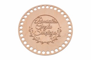 Baza do szydełkowania baza 20 cm + napis "Pamiątka Chrztu Świętego", baza do koszyka ze sklejki.  