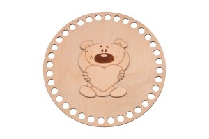 Baza do szydełkowania baza 20 cm + dekor miś, baza do koszyka ze sklejki.   