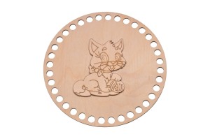 Baza do szydełkowania baza 20 cm + dekor kot, baza do koszyka ze sklejki.   