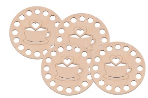 Bazy do szydełkowania ażur baza 10 cm - podkładka pod kubek, filiżankę, szklankę - zestaw 4 sztuki.  