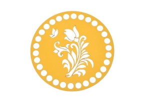 Żółta  baza do koszyka, makrama kolorowa baza ze sklejki 15 cm.